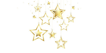 gold stars ornaments festive design bannerのイラスト素材