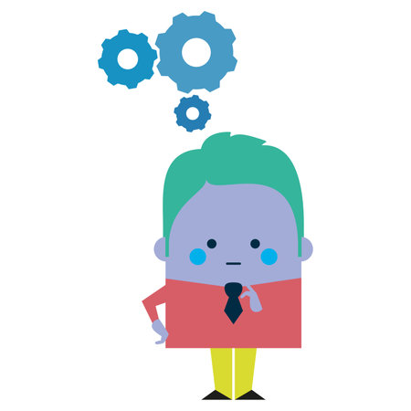 Illustration of a businessman thinking - business and working design themeの写真素材