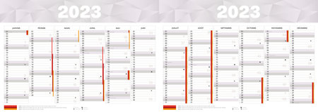 2023 french calendar with school holidays - france - printable business design themeのイラスト素材