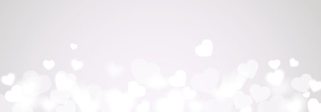 White heart love confetti. Valentine's day special gradient background. Falling transparent hearts confetti on gradient background. Delicate vector illustration.のイラスト素材