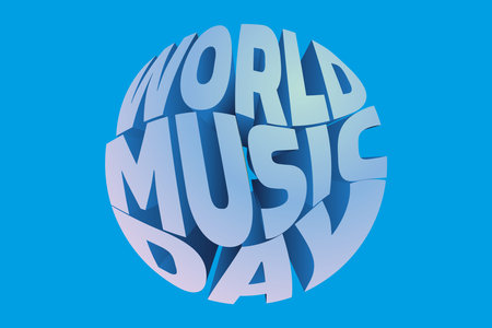 World Music Day design element 3d render - graphic stylized type themeのイラスト素材