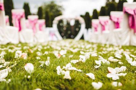 Outdoor wedding aisle at a destination weddingの写真素材