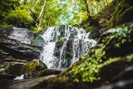 Waterfall Shypit in the Ukrainian Carpathian mountainsの写真素材