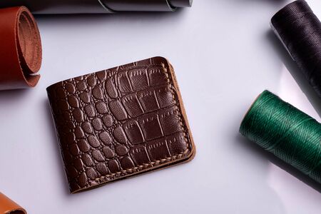 wallet on a desk. shallow depth of field.の写真素材