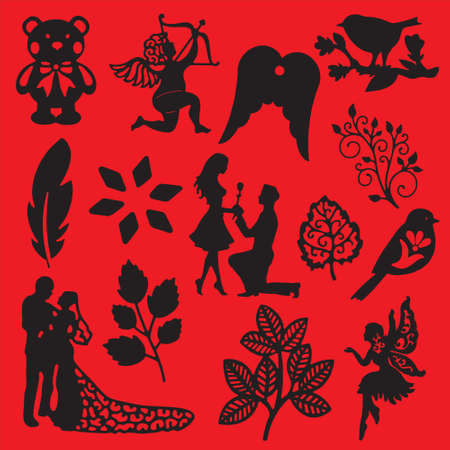 Set with different elements, valentines dayのイラスト素材