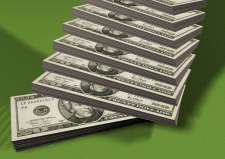 Piles of dollarsの写真素材