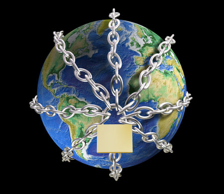 Earth in shackles - 3d renderの写真素材
