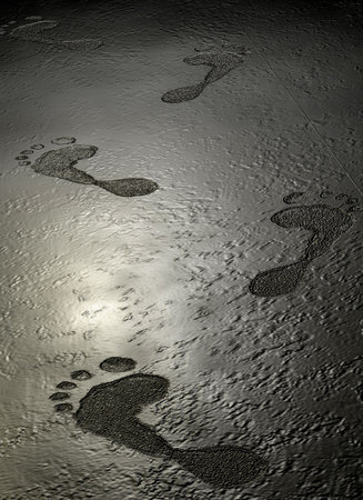 Footprints - 3d renderの写真素材