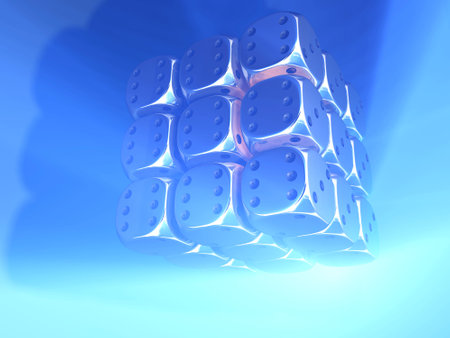 Conceptual cube structure of dice - rendered in 3dの写真素材