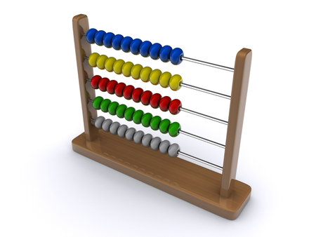 A wooden abacus on clear white background - 3d renderの写真素材