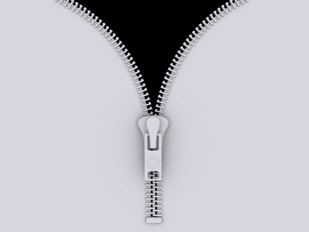 Conceptual opened zipper rendered in 3d