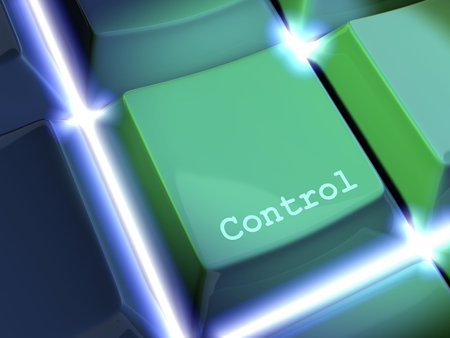 Conceptual close-up of keyboard with Control key - rendered in 3d
