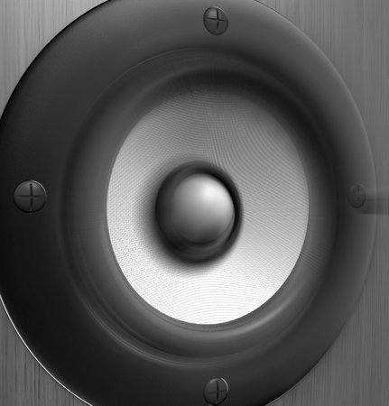 Close up of a vibrating speaker - 3d renderの写真素材