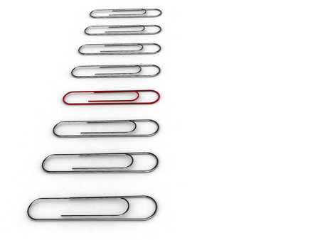 Paper clips on white background - rendered in 3dの写真素材