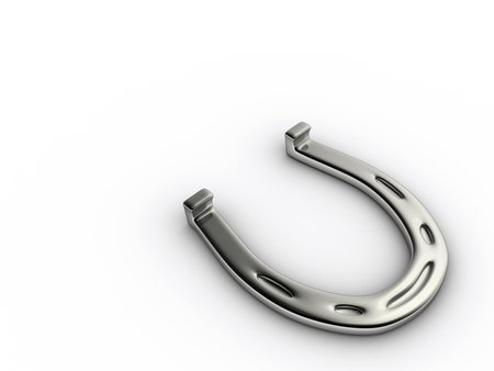 A silver horseshoe on white background - rendered in 3dの写真素材