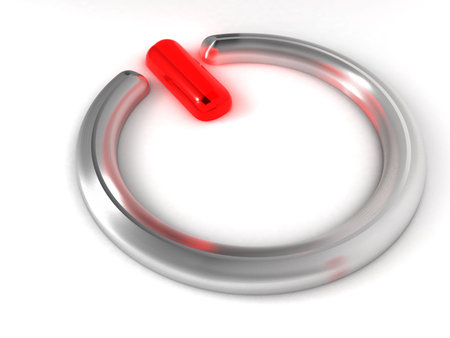 Close up of  a power on symbol - rendered in 3d