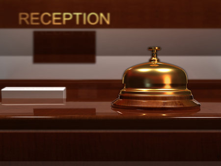 Close up of a golden bell - rendered in 3dの写真素材