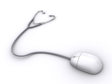 Conceptual stethoscope with a computer mouse - 3d renderの写真素材