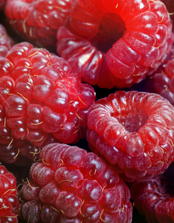 Red raspberry on white background, close up