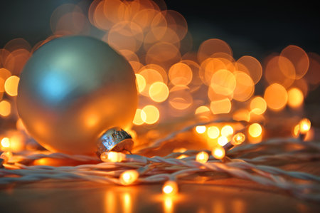 Christmas ornament and lights - selective focusの写真素材
