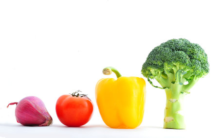 Colorful vegetables on white backgroundの写真素材