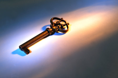 Close up of an old style key