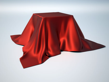A box covered with a table cloth - 3d renderの写真素材