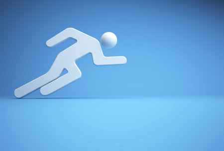 Icon of ahtlete runing over blue background - 3d renderの写真素材