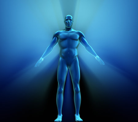 Human body with metallic appearance - 3d renderの写真素材