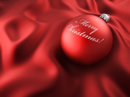 Christmas ornament on elegant silk - 3d render の写真素材