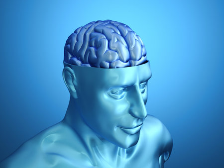 Head with brain - this is a 3d render illustration 
