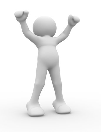 Human character in winner position - 3d render illustrationの写真素材