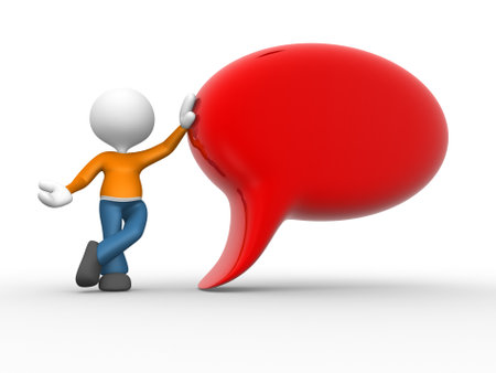 3d people - man, person with empty speech bubble の写真素材