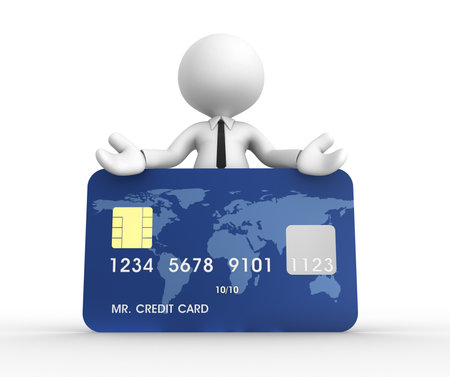 3d people - man, person with a credit cardの写真素材