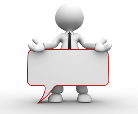 3d people - man, person with a blank speech bubble. Communication conceptの写真素材