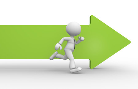 3d people - man, person running the arrow. Successの写真素材