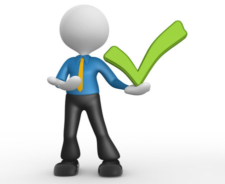 3d people - man, person with a positive symbol の写真素材