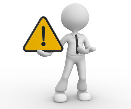 3d people - man, person with warning sign の写真素材