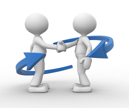 3d people - man, person friendly handshake  Businessmen の写真素材