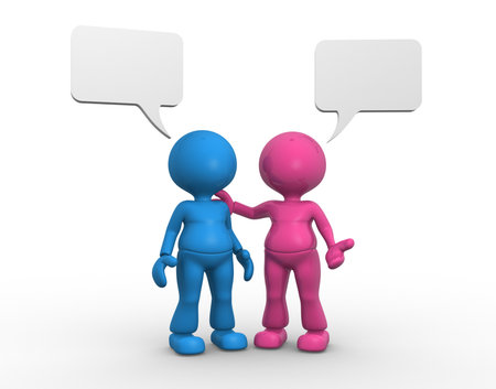 3d people - men, person and blank bubble. People talking. の写真素材