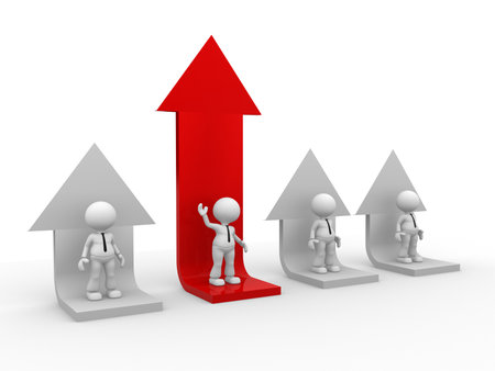 3d people - men, person and a graph arrow.の写真素材