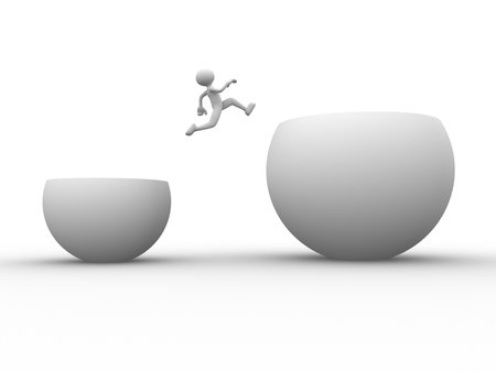 3d people - man, person jumping over obstacle.の写真素材
