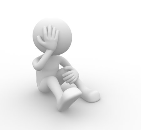 3d people - man, person - sad.の写真素材