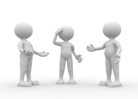 3d people - men, person talking in group の写真素材
