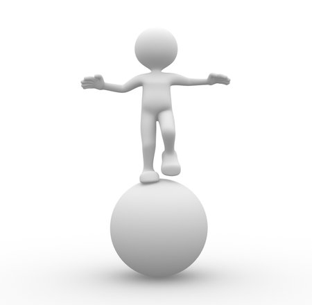 3d people - man, person in equilibrium on a ball. の写真素材