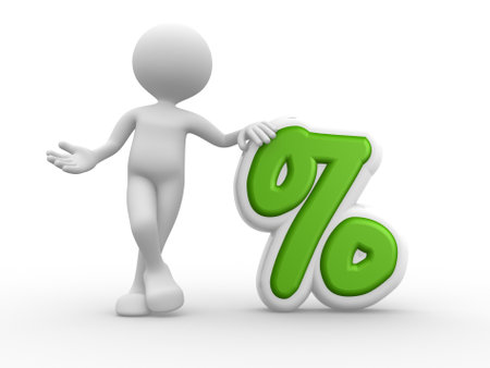 3d people - man, person with a percent sign. の写真素材