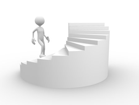 3d people - men, person and a stairs の写真素材