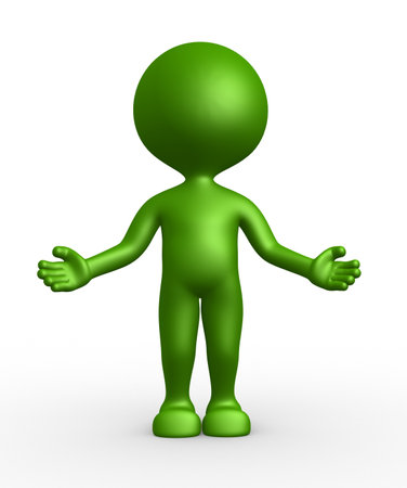 3d people - man, person with open arms / offering .Welcomeの写真素材