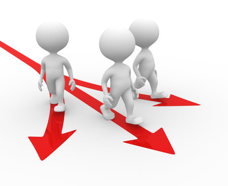 3d people - man, person and directional sign. Arrow の写真素材