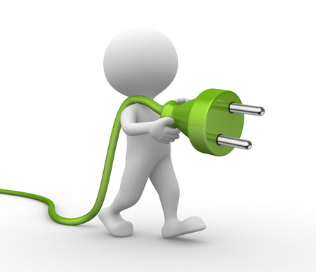 3d people - man, person with a electric plug の写真素材